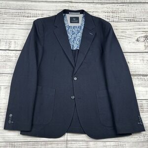 Tailorbyrd Sport Coat Mens 42R Small Dark Blue Textured Flex Cotton Blazer